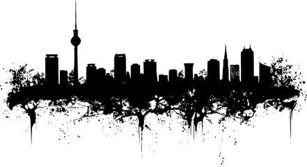 Obraz premium Silhouetted Berlin Skyline, Bold Horizontal Motif