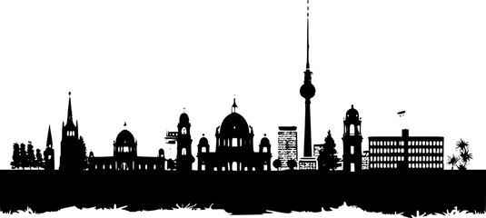 Silhouetted Berlin Skyline, Bold Horizontal Motif