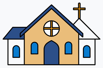 iglesia en arte lineal, sin tanto detalle y sin fondo white background