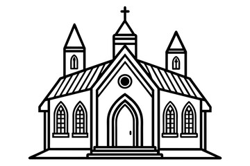 iglesia en arte lineal, sin tanto detalle y sin fondo white background