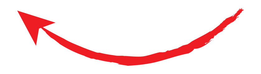 Hand drawn simple arrow drawn with wax crayon, chalk or charcoal. Uneven dry texture for underlining highlighting. Pencil drawn line, strikethrough, grunge vector isolated on white background in eps10