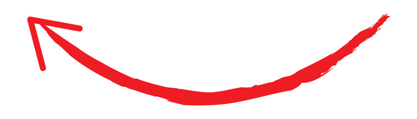 Hand drawn simple arrow drawn with wax crayon, chalk or charcoal. Uneven dry texture for underlining highlighting. Pencil drawn line, strikethrough, grunge vector isolated on white background in eps10