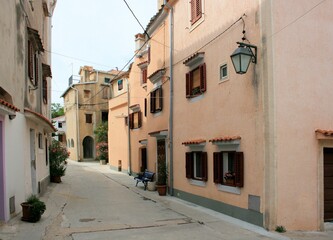 street in Baska, island Krk, Croatia