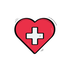 Hand Drawn Heart Shaped Switzerland Flag Icon Vector Design.
