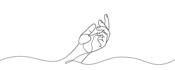 hand in free position in one line, vector illustration - obrazy, fototapety, plakaty