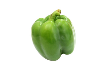 Green bell pepper, a staple food ingredient, on white background