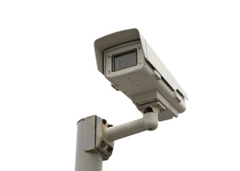 CCTV on high pole isolated on white background