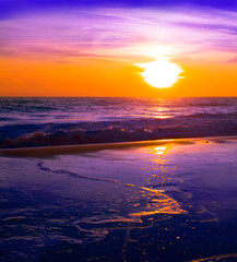 summer sunset view on the sea, spectacular nature scenery in Europe ...exclusive - this image is...