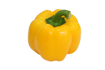 Yellow bell pepper, a staple food ingredient, on white background