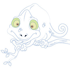 Chameleon coloring page for kids