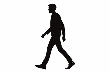 man walking silhouette isolated on White Background