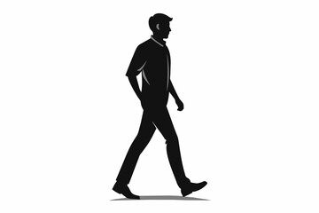 man walking silhouette isolated on White Background
