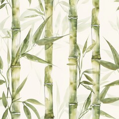 Tranquil Watercolor Bamboo Forest Illustration
