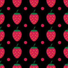 Strawberry seamless pattern. Summer berries vector background. Vector template for fabric, textile, wallpaper, wrapping paper, scrapbooking etc.