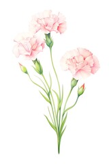 Carnation, Pink carnations with a crisp, fresh morning dew effect