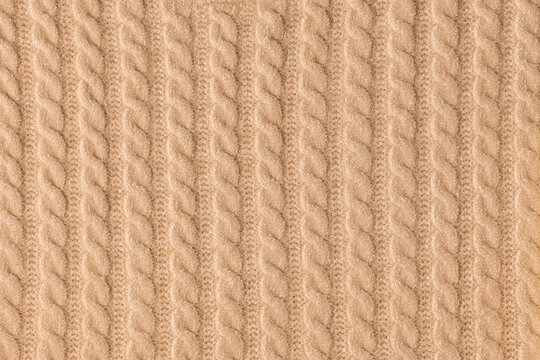 Beige knitted wool pattern macro