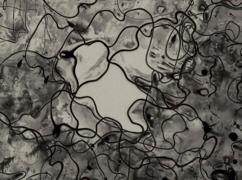 Overlapping dried black ink 