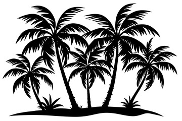 palm trees silhouette vector white background