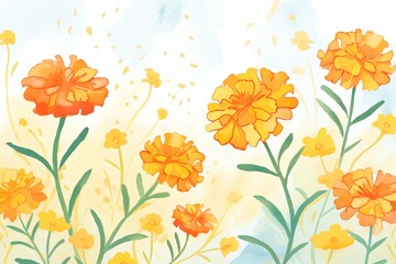 Marigold, Vibrant marigolds against a festive orange and yellow palette