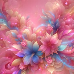 Fantasy Floral Composition with Pink Hues

