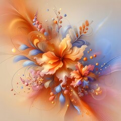 Vibrant Floral Fusion with Warm Orange Tones
