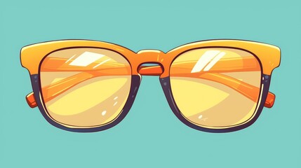 Flat cartoon icon of yellow glasses accessory
