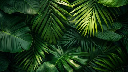 tropical jungle background, branch botany rainforest season growth - obrazy, fototapety, plakaty