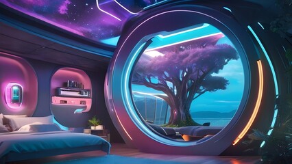 Modern Treehouse Nestled in Lush Forest with Expansive Windows and Wooden Design.