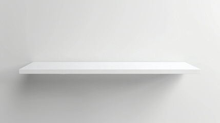 A simple white shelf on a white background.