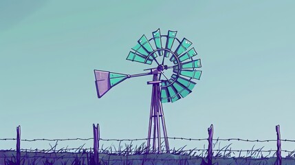 An abandoned windmill, its oncespinning blades now silent, its weathered wooden structure a testament to a bygone era - obrazy, fototapety, plakaty