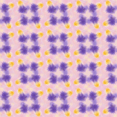 Seamless watercolor splash pattern background in pink, purple, and yellow