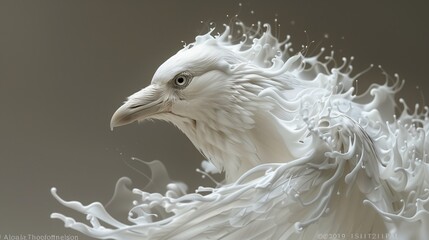 A white Accipitridae bird surrounded by liquid waves - obrazy, fototapety, plakaty