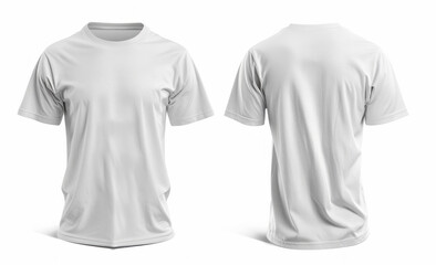 Blank White T-Shirt Mockup Featuring Front and Back Views on Isolated Background