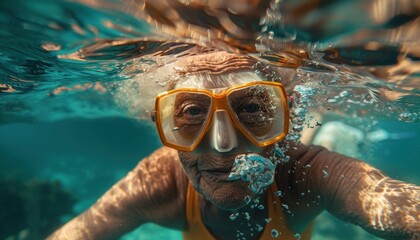 Fototapeta premium An Elderly Woman Diving