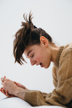 Woman with lively expression