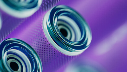 Close-up of Optical fiber cable with lilac metal