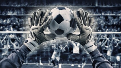 Person Holding Soccer Ball in Front of Crowd - obrazy, fototapety, plakaty