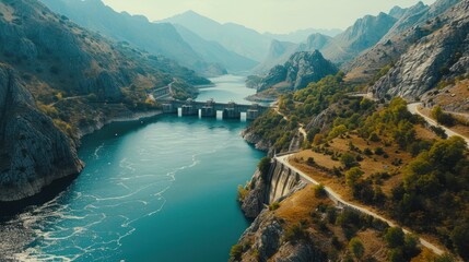 Eco-Friendly Energy: Aerial View of Hydroelectric Dam