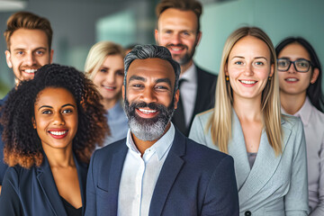 Group portrait of smiling business people - obrazy, fototapety, plakaty