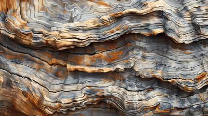 Eroded Rock Formation Displaying Strata Patterns and Iron Staining