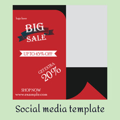 Big Sale Social Media Template.Fully Editable Vector.