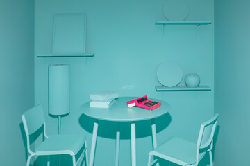 Still life in 3d style about counting on a calculator