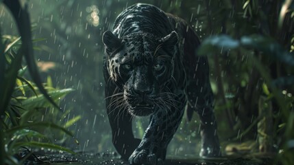 black panther in the jungle character.