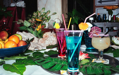 Colorful Cocktails and Fresh Fruits