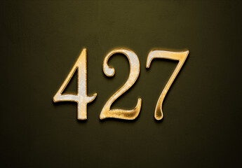 Old gold effect of 427 number with 3D glossy style Mockup.	