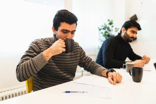 College students working together