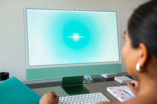 Woman Working with a Computer