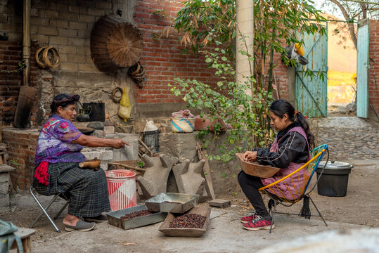 Mother and daughter working together