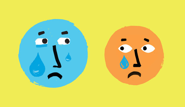 Naklejki Crying sad emojis with tears