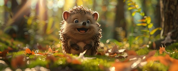 3d cartoon hedgehog.